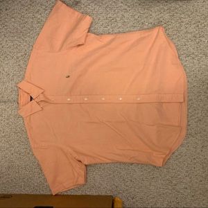 Salmon colored men’s Ralph Lauren Pollo Button Down Short Sleeved